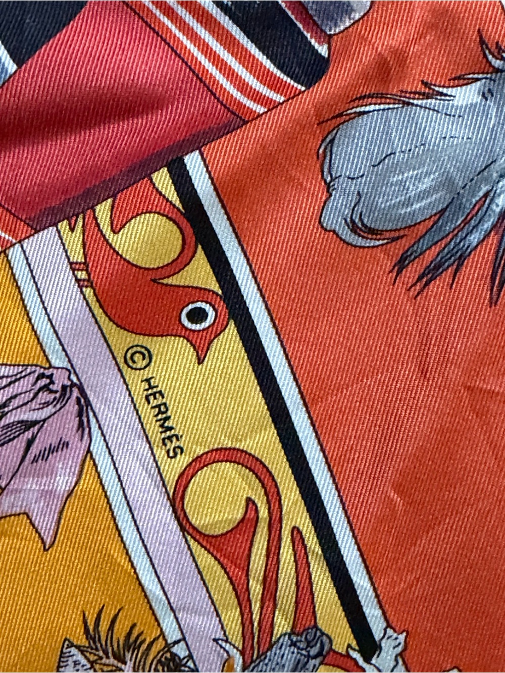 Hermès Orange Kachinas Silk Scarf By Kermit Oliver. - Picture 7 of 15